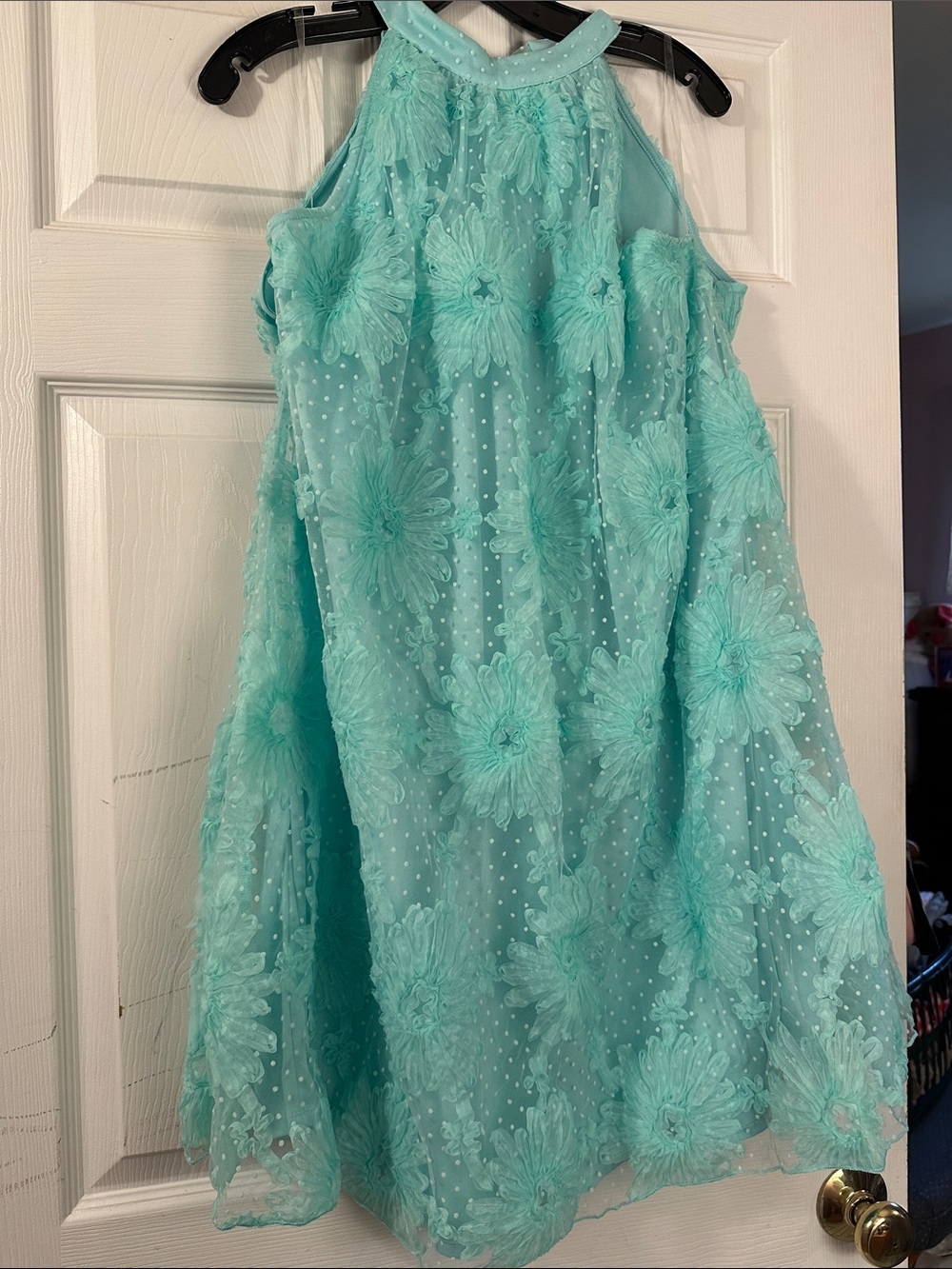 Cato Aqua Floral Lace Halter Mini Dress